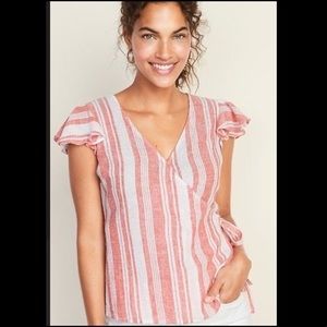 Old Navy Linen Blend Wrap Top